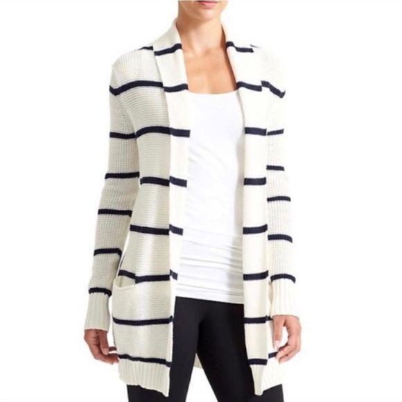 Athleta Highland Wrap Striped Knit Pocket Cardigan Womens Size Medium - Picture 2 of 11